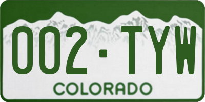 CO license plate 002TYW