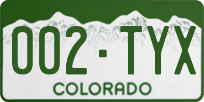 CO license plate 002TYX