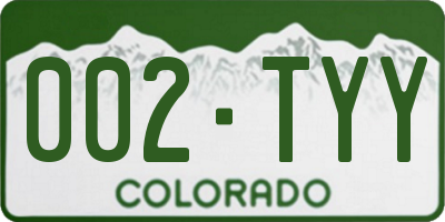 CO license plate 002TYY