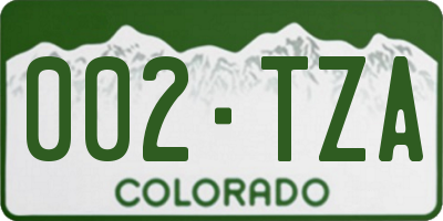 CO license plate 002TZA