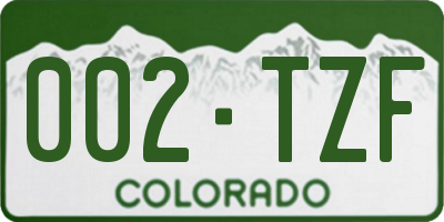 CO license plate 002TZF