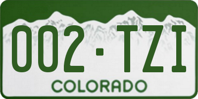 CO license plate 002TZI