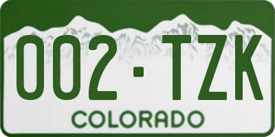 CO license plate 002TZK