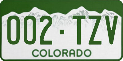 CO license plate 002TZV