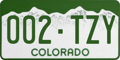 CO license plate 002TZY