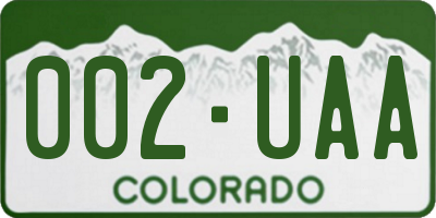 CO license plate 002UAA