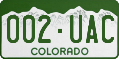 CO license plate 002UAC