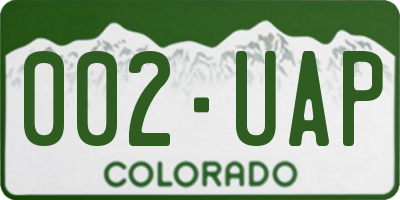 CO license plate 002UAP