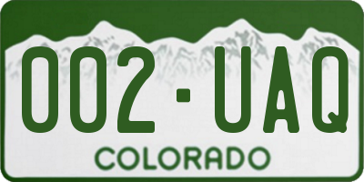 CO license plate 002UAQ