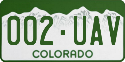 CO license plate 002UAV