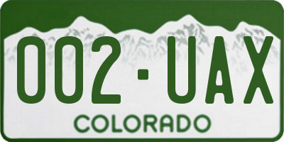 CO license plate 002UAX