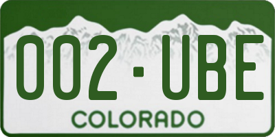 CO license plate 002UBE