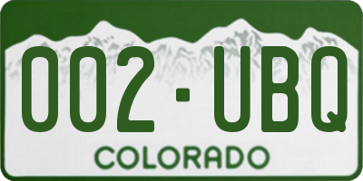 CO license plate 002UBQ