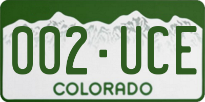 CO license plate 002UCE