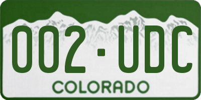 CO license plate 002UDC