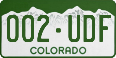 CO license plate 002UDF