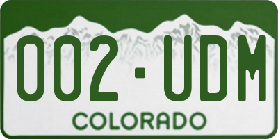 CO license plate 002UDM