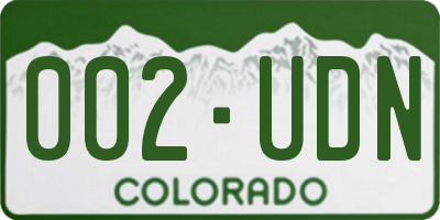 CO license plate 002UDN