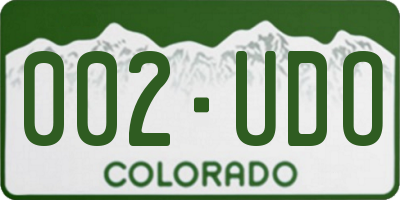 CO license plate 002UDO