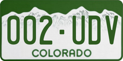 CO license plate 002UDV