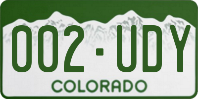 CO license plate 002UDY