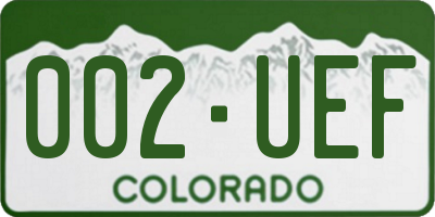 CO license plate 002UEF