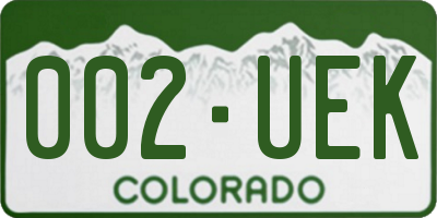 CO license plate 002UEK