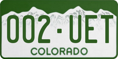 CO license plate 002UET