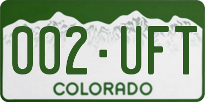 CO license plate 002UFT