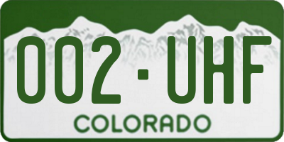 CO license plate 002UHF