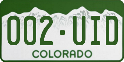 CO license plate 002UID