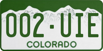 CO license plate 002UIE