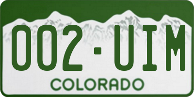 CO license plate 002UIM