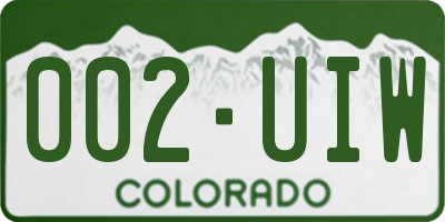 CO license plate 002UIW
