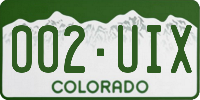 CO license plate 002UIX