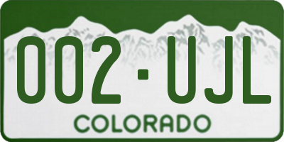 CO license plate 002UJL