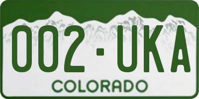 CO license plate 002UKA