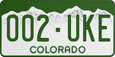 CO license plate 002UKE