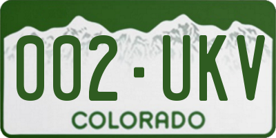 CO license plate 002UKV