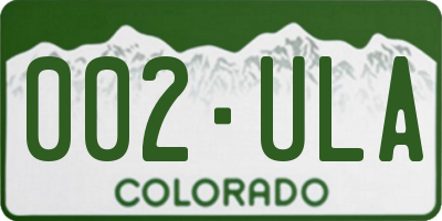 CO license plate 002ULA