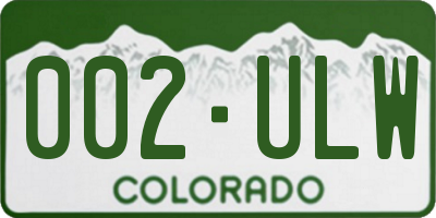 CO license plate 002ULW