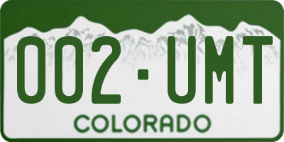 CO license plate 002UMT