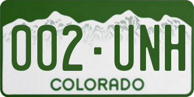 CO license plate 002UNH