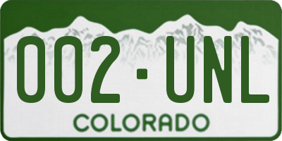 CO license plate 002UNL