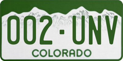 CO license plate 002UNV