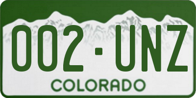 CO license plate 002UNZ