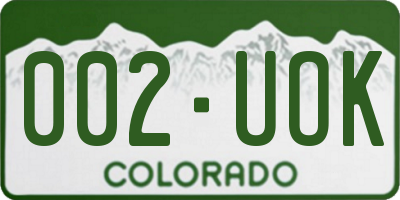 CO license plate 002UOK