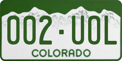 CO license plate 002UOL