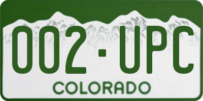 CO license plate 002UPC