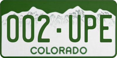 CO license plate 002UPE
